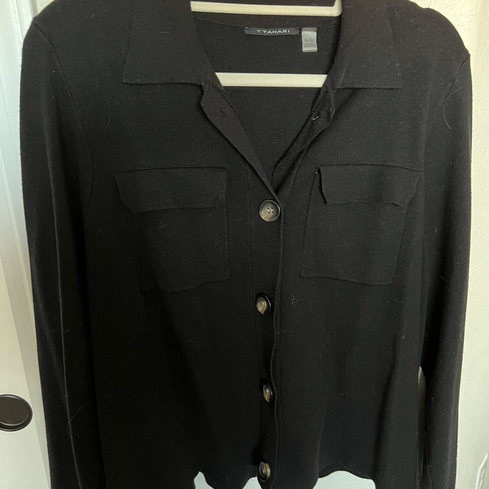 T Tahari Classic Black Cardigan